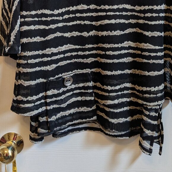 Ali Miles Black Gray 2-Layer Mesh Wearable Art Blouse Shirt Pullover Top - Picture 12 of 14